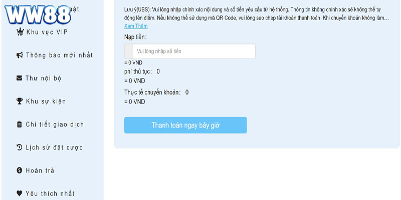Hướng dẫn nạp tiền WW88 cùng người chơi mới